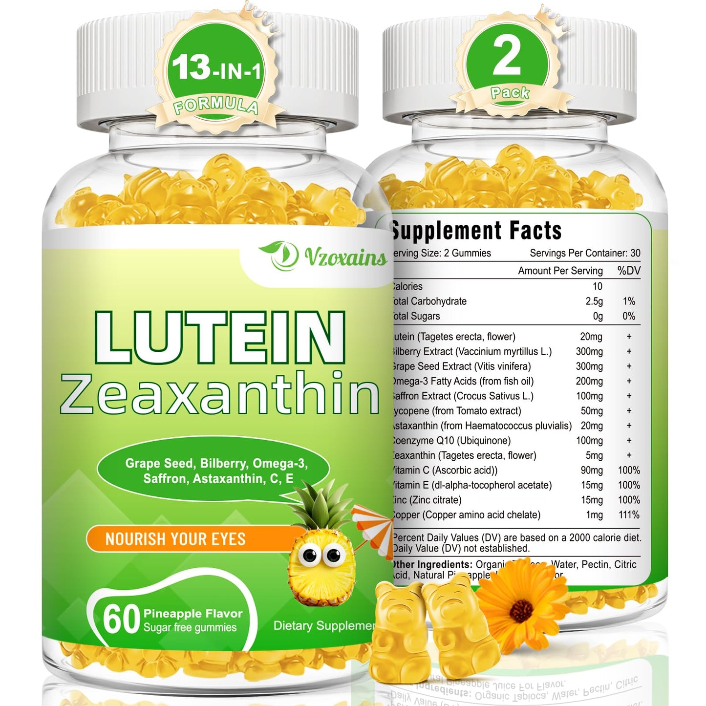 Lutein 20 mg with Zeaxanthin Gummies – Eye Health Support (120 ct)