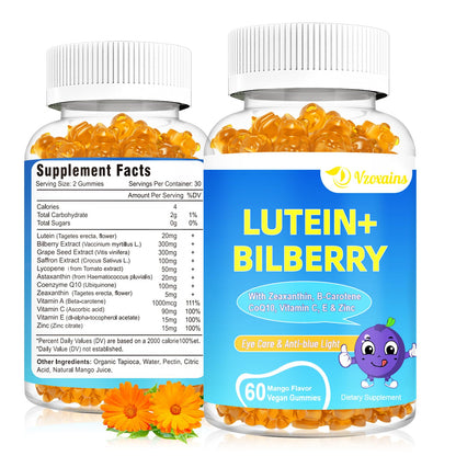 20mg Lutein & Zeaxanthin Gummies with Bilberry – Sugar Free Eye Health