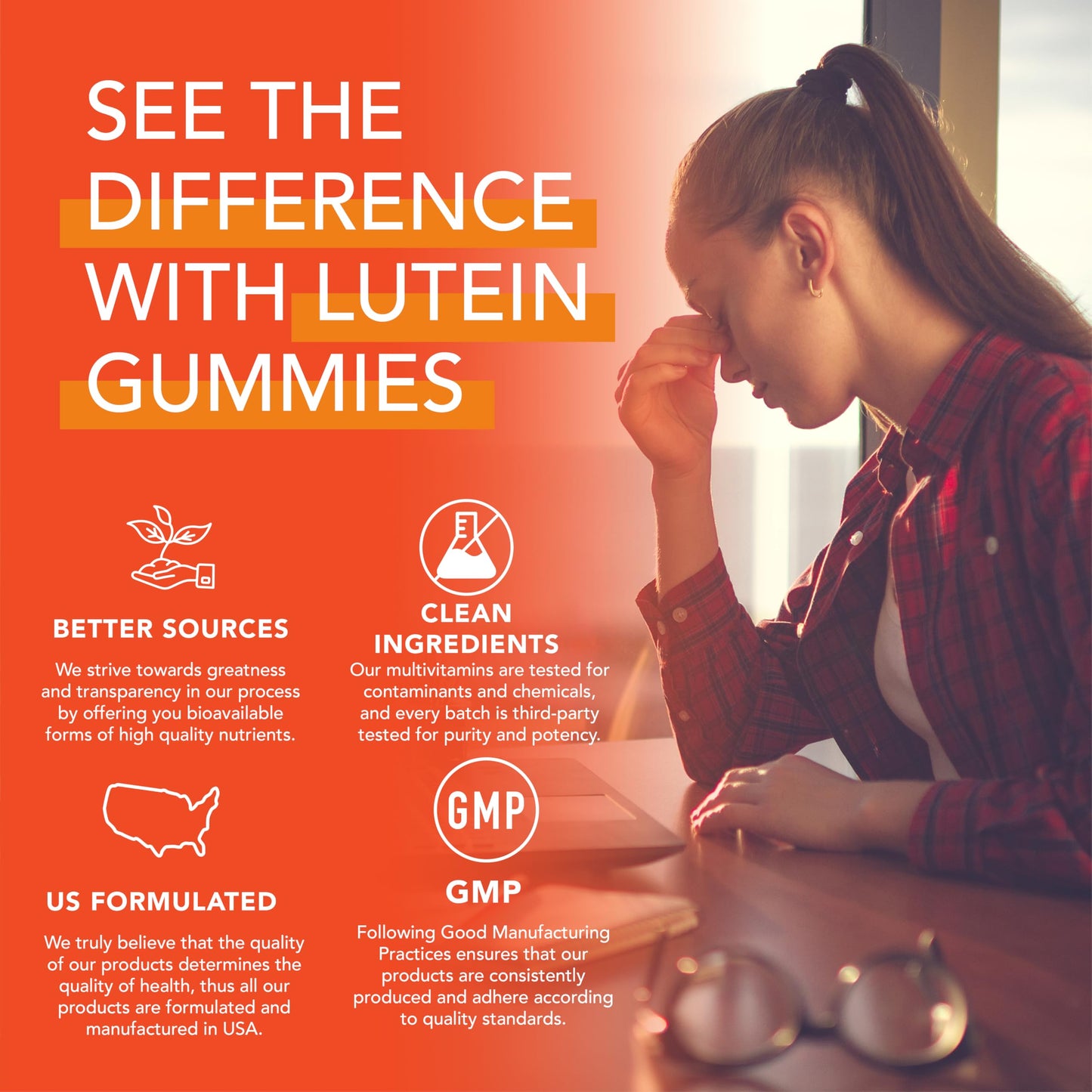 Lutein & Zeaxanthin Gummies – 20mg Lutein + 4mg Zeaxanthin | Vegan Eye Health Vitamins for Vision Clarity, Dry Eye Relief & Blue Light Support