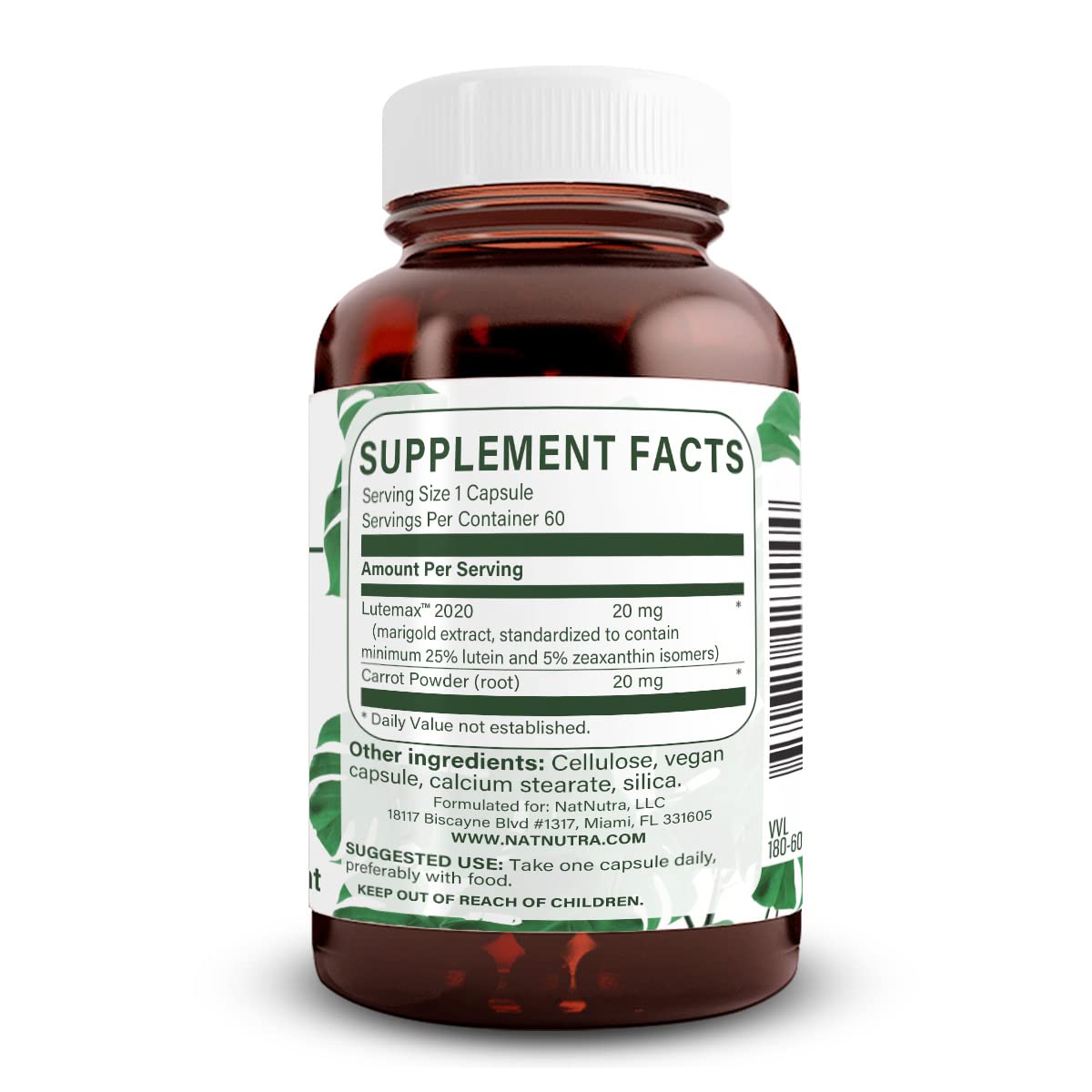 Natural Nutra Lutein & Zeaxanthin – 20mg, Vision Health, 60 Caps, Gluten & Soy Free
