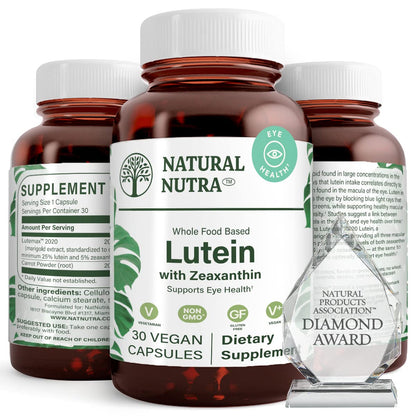 Natural Nutra Lutein & Zeaxanthin Supplement - Vision Health Support, 20 mg, 60 Capsules, Gluten Free & Soy Free