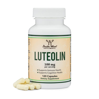 Double Wood Luteolin 100mg – 120 Capsules | Gluten Free, Neuroprotective Flavonoid for Brain & Cardiovascular Support
