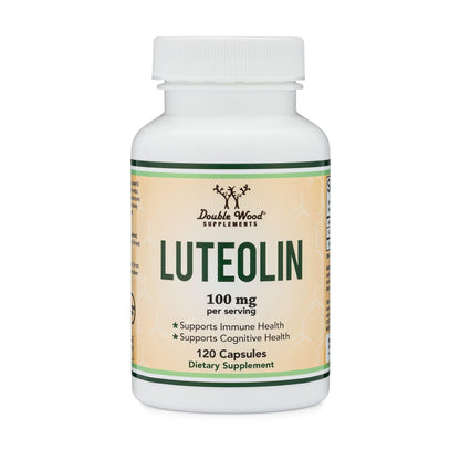 Double Wood Luteolin 100mg – 120 Capsules | Gluten Free, Neuroprotective Flavonoid for Brain & Cardiovascular Support