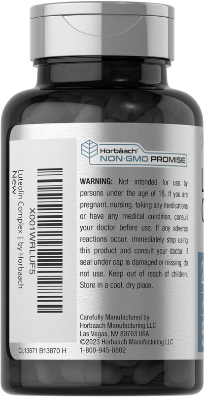 Horbäach Luteolin Complex Supplement with Rutin – 50 Capsules | Vegetarian, Non-GMO & Gluten Free Flavonoid Formula