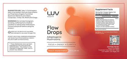 LUV health Flow Drops – Energy, Focus & Immune Support (Vegan, Made in USA)