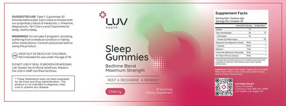 LUV health Sleep Gummies – Natural Sleep Aid with Magnesium, L-Theanine, Melatonin (30 count)