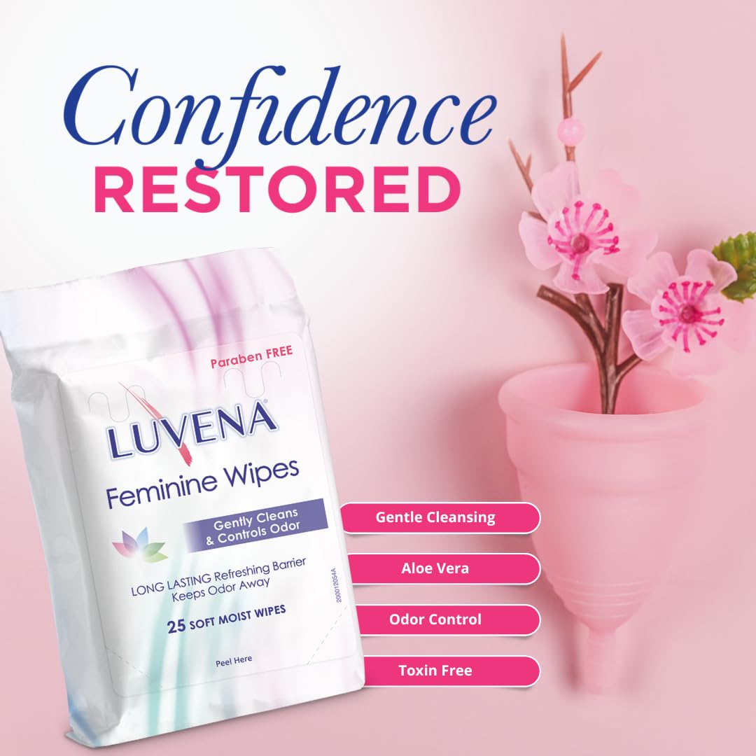 LUVENA Feminine Wipes – Fresh Cucumber Scent, 25-Count Travel Pack