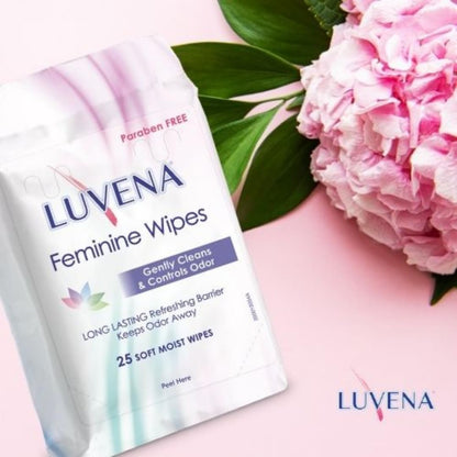 LUVENA Feminine Wipes – Fresh Cucumber Scent, 25-Count Travel Pack