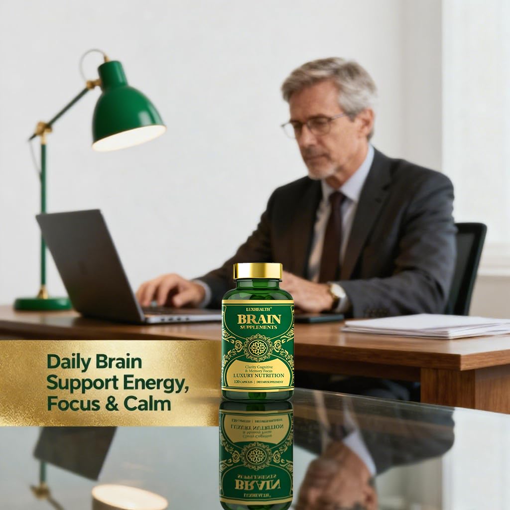 LUXHEALTH Brain Support - 120 Capsules | Memory & Focus with B12
