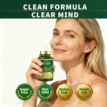 LUXHEALTH Brain Support - 120 Capsules | Memory & Focus with B12