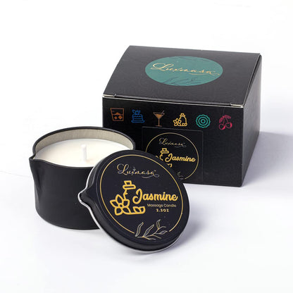 LUXMASA Soybean Oil Massage Candle – Jasmine Scent Aromatherapy 2.35 oz | Low-Temp, Natural, 4-in-1 Massage & Skin Care