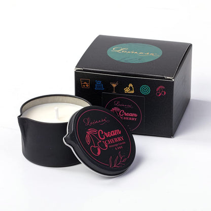 LUXMASA All Natural Soy Wax Massage Candle – Cream Cherry Scent, 2.35 oz