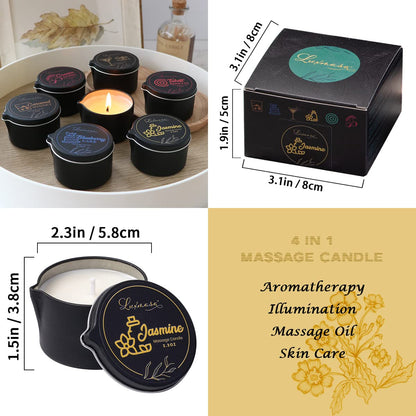 LUXMASA Soybean Oil Massage Candle – Jasmine Scent Aromatherapy 2.35 oz | Low-Temp, Natural, 4-in-1 Massage & Skin Care