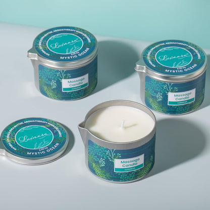 LUXMASA Soy Wax Massage Oil Candle for Couples – Mystic Ocean Scent – 6.35 oz