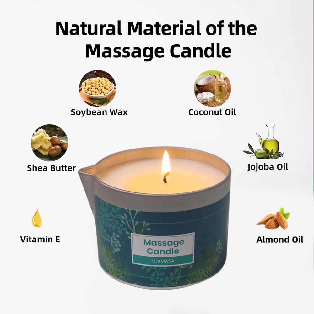 LUXMASA Soy Wax Massage Oil Candle for Couples – Mystic Ocean Scent – 6.35 oz