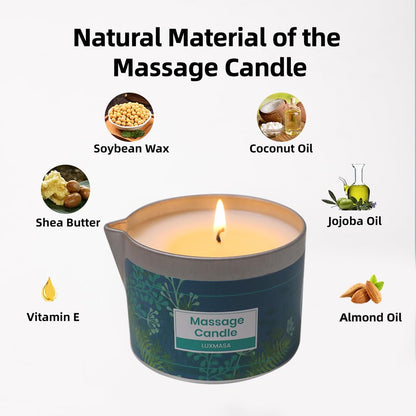 LUXMASA Soy Wax Massage Oil Candle for Couples – Mystic Ocean Scent – 6.35 oz
