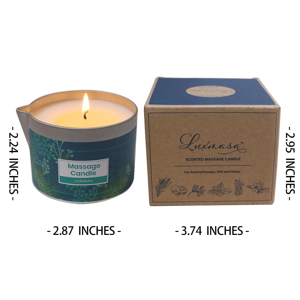 LUXMASA Soy Wax Massage Oil Candle for Couples – Mystic Ocean Scent – 6.35 oz