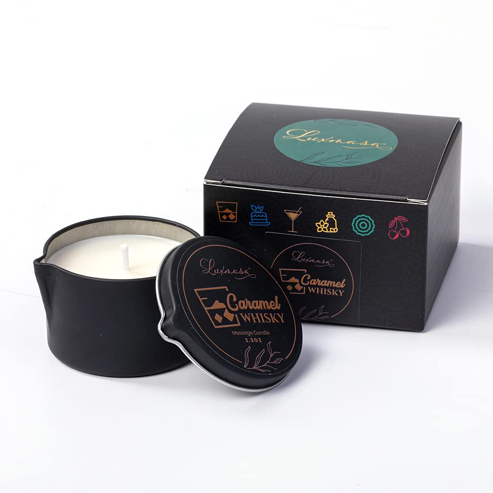 LUXMASA Soybean Wax Warming Massage Oil Candle – Stress Relief, Skin Moisturizing, Romantic Gift