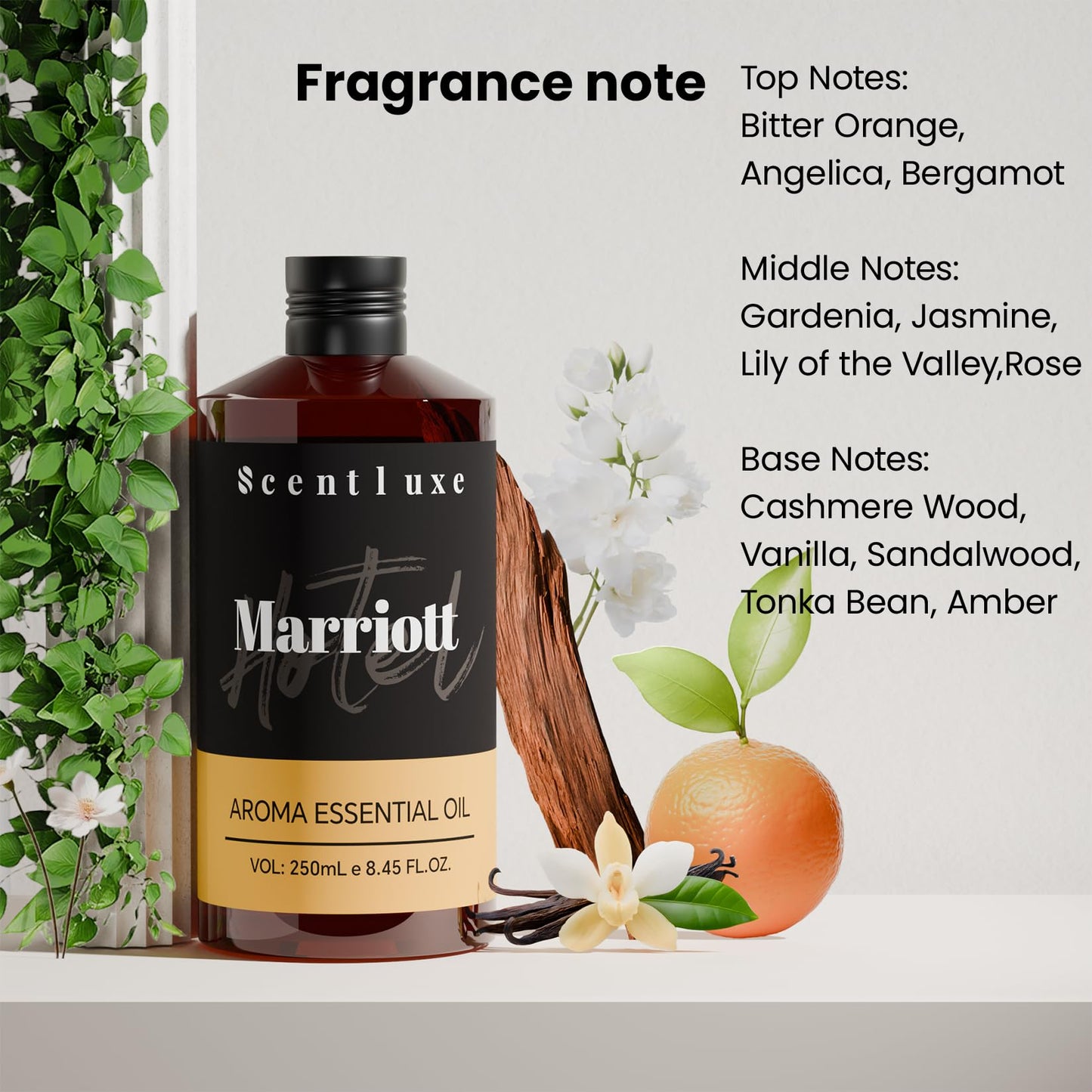 ScentLuxe Essential Oils – Marriott Beach Villa Diffuser Oil 250mL | Bitter Orange, Jasmine & Lily of the Valley