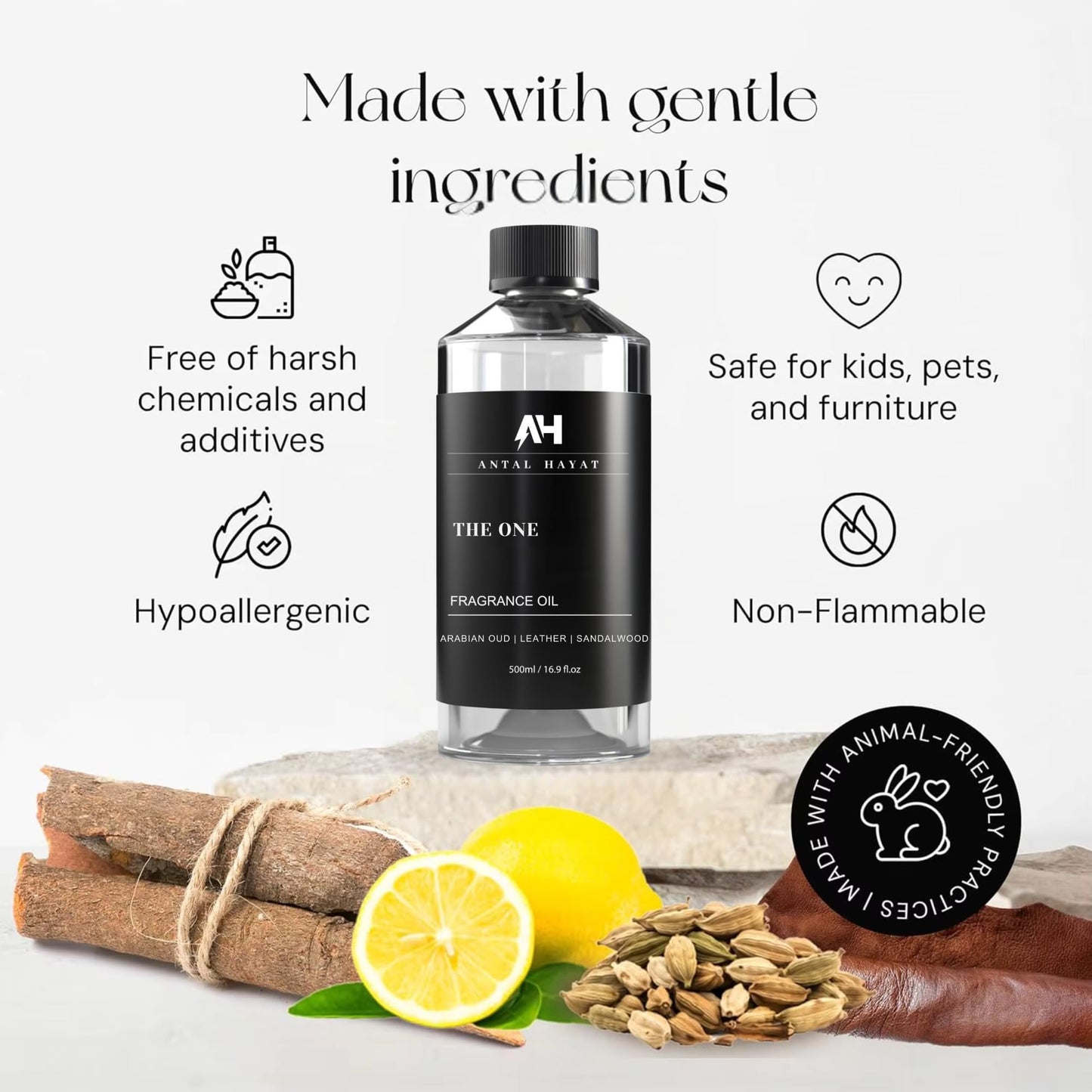 The One Hotel Scent Diffuser Oil – Luxury Aromatherapy Fragrance (Cardamom, Leather, Lemon, Cinnamon & Sandalwood)