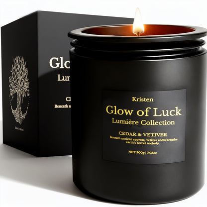 Cedarwood & Vetiver Soy Candle – Luxury Handcrafted Black Jar (7.05 oz, 42-Hour Burn)