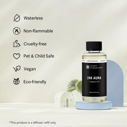 Luxury Hotel Scent Diffuser Oil – Bergamot Lemongrass (200ml) | Waterless & Car Diffuser