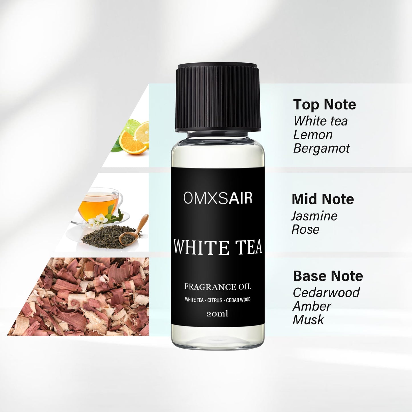 Luxury Hotel Scent White Tea Diffuser Refill Kit – 20ml Nanotech Essential Oil for Large Rooms & HVAC