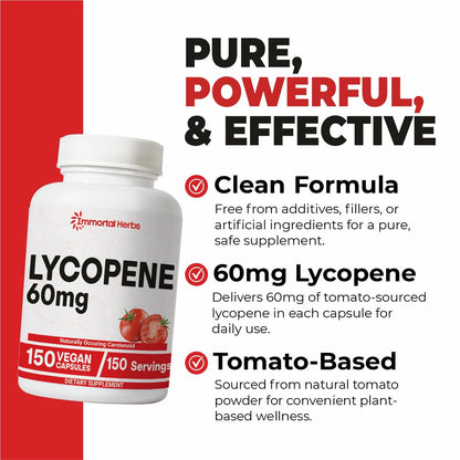 Immortal Herbs Lycopene 60mg for Men – 150 Capsules (Vegan, Non-GMO, Gluten Free)