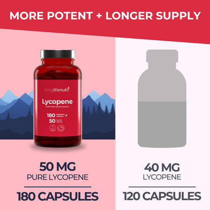 Lycopene 50mg 180 Vegetarian Capsules - Non-GMO Tomato Extract | LongLifeNutri
