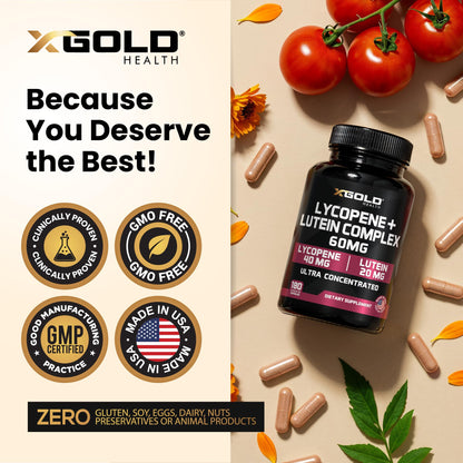 Lycopene + Lutein 60mg for Eye Health | Vision Support | Made in USA