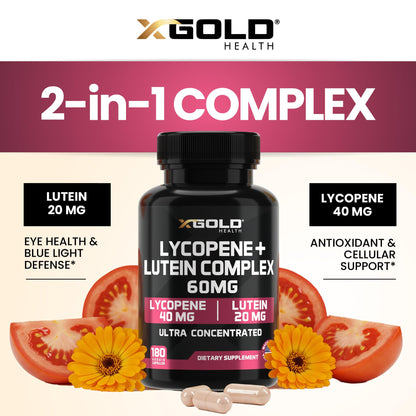 Lycopene + Lutein 60mg for Eye Health | Vision Support | Made in USA