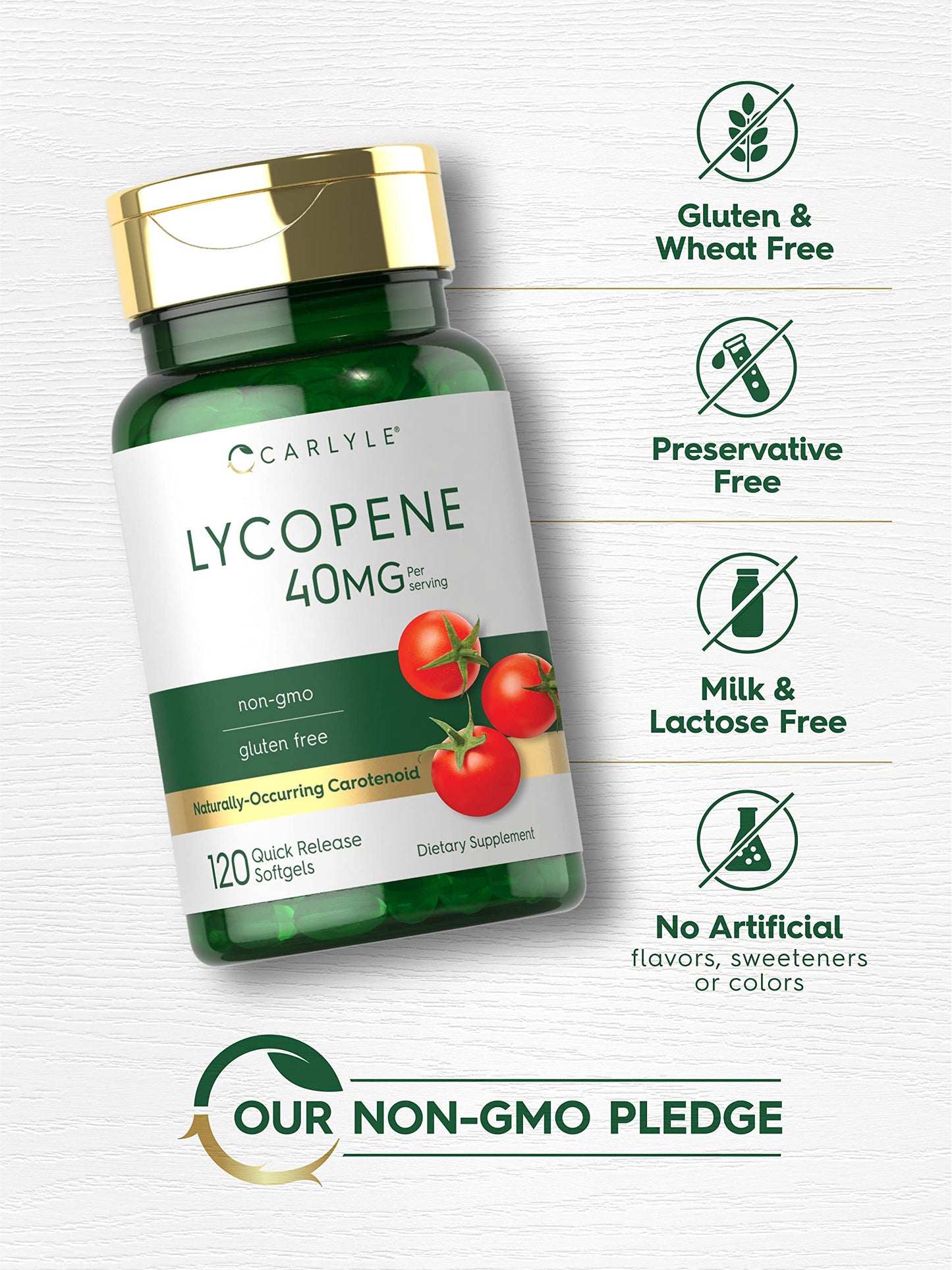 Carlyle Lycopene 40mg | 120 Softgels - Non-GMO & Gluten Free | Naturally Occurring Carotenoid