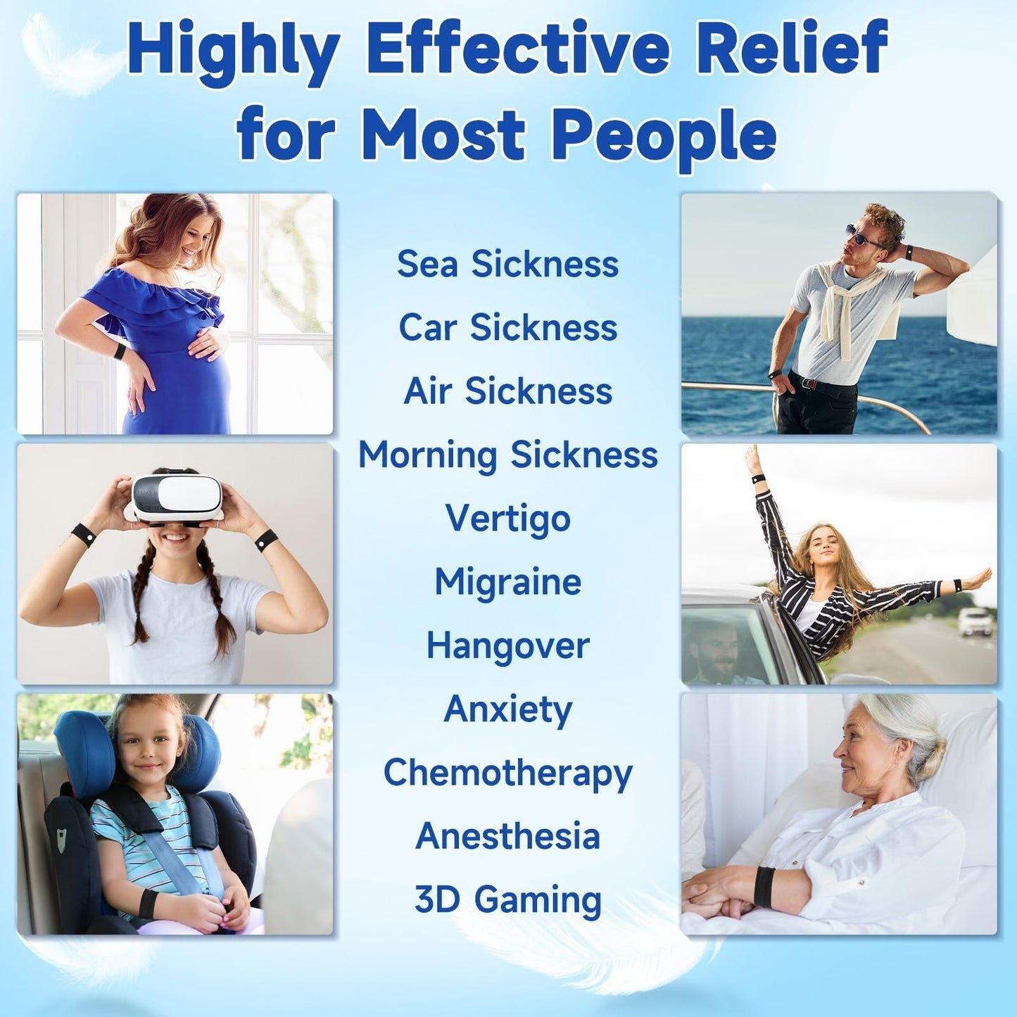 LYJEE Motion Sickness Bracelets | Nausea Relief for Travel, Pregnancy, Car, Sea & Air