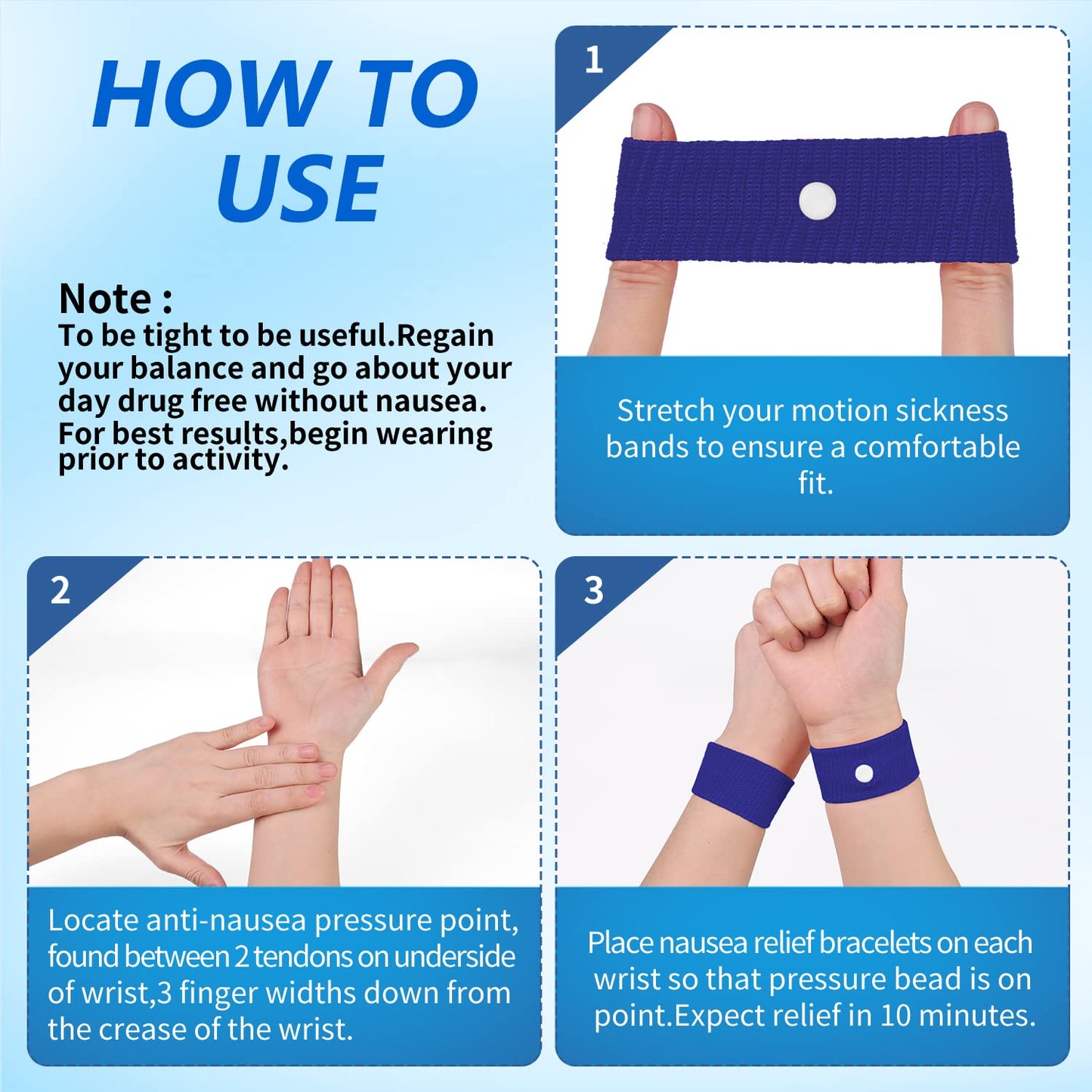 LYJEE Motion Sickness Bands – Drug-Free Nausea Relief for Travel (Adults & Kids)