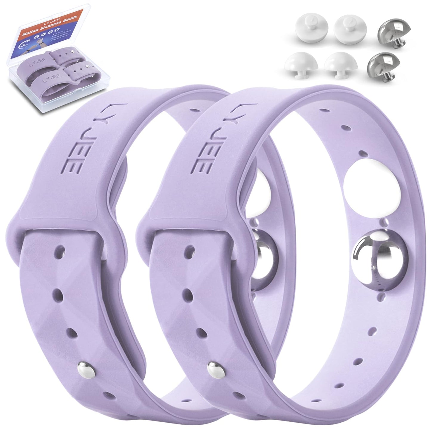 LYJEE Motion Sickness Bands - Lilac Wristbands for Nausea Relief (Adults & Kids) | Seasickness & Travel Comfort