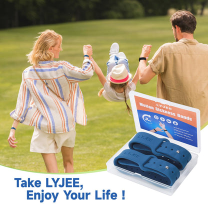 LYJEE Motion Sickness Bands - Adjustable Acupressure Wristbands for Nausea, Morning Sickness & Anxiety | Dark Blue