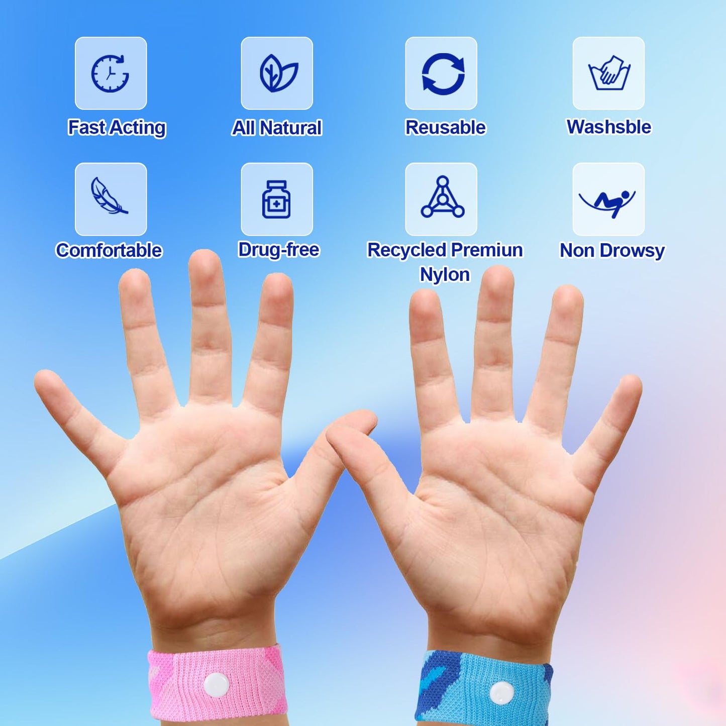 LYJEE Motion Sickness Bands for Kids - Travel Nausea Relief Wristbands (Drug-Free)