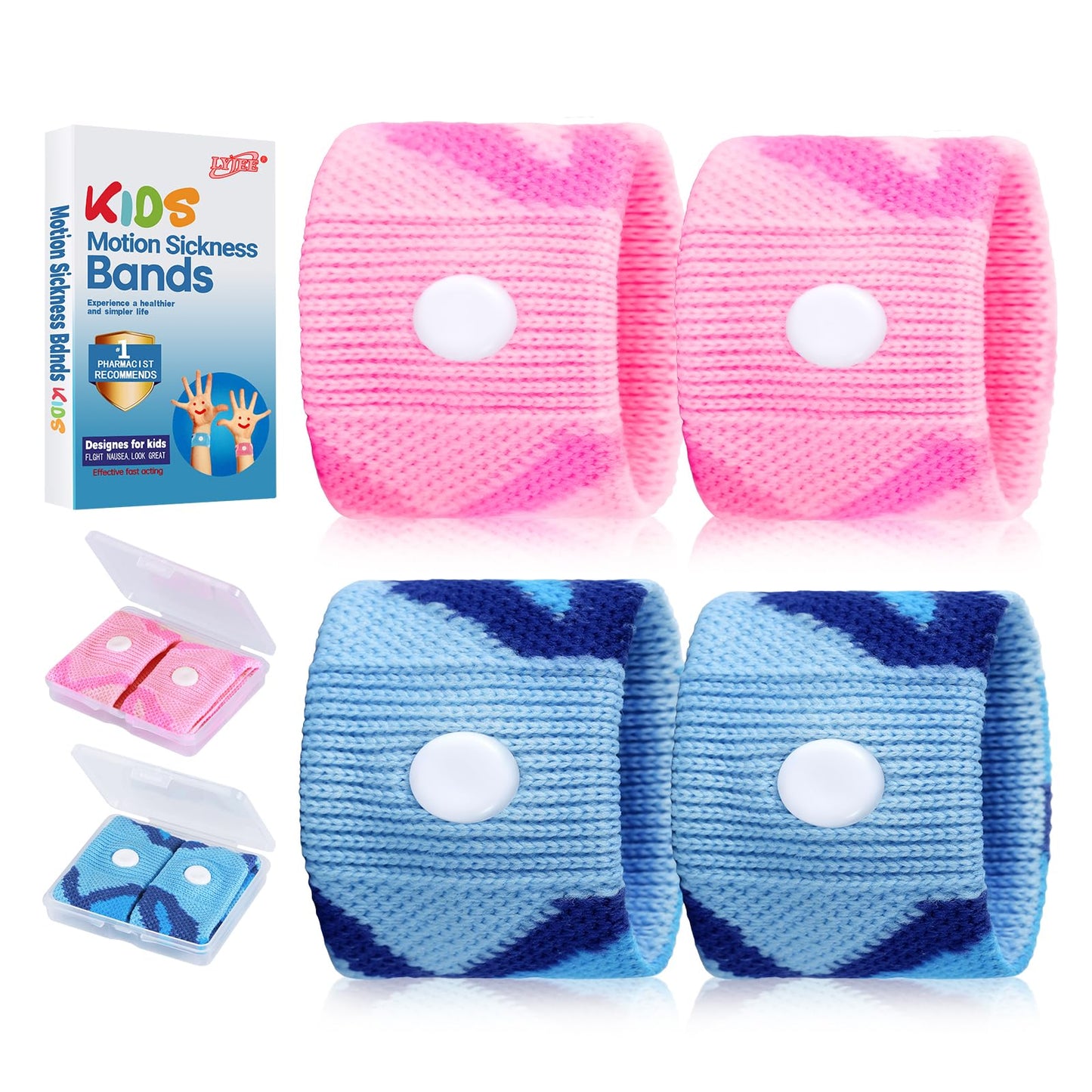 LYJEE Motion Sickness Bands for Kids | Travel Nausea Relief Wristbands for Car or Sea