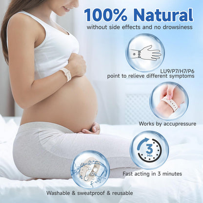 LYJEE Motion Sickness Bands – Fast Nausea Relief for Adults, Kids & Pregnancy (White)