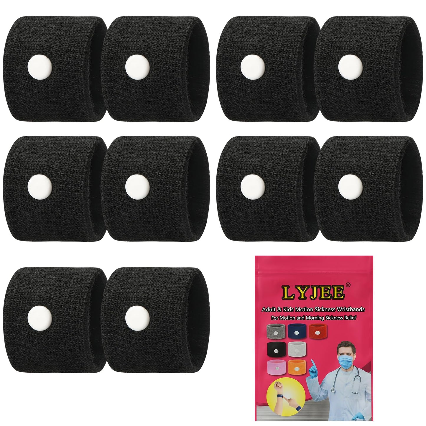 LYJEE Motion Sickness Bracelets for Adults & Kids | Acupressure Nausea Relief
