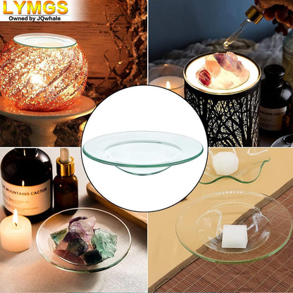LYMGS 4.5 Inch Replacement Oil Warmer Dish – Glass Round 115mm Wax Melt Warmer Plate, 1 Pack