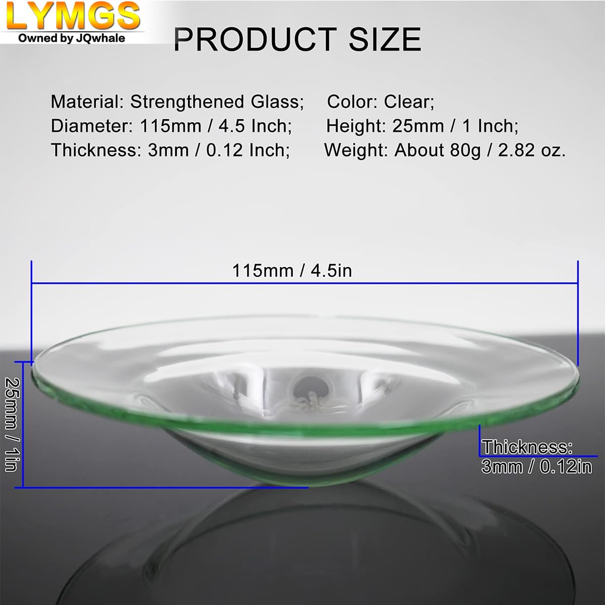 LYMGS 4.5 Inch Replacement Oil Warmer Dish – Glass Round 115mm Wax Melt Warmer Plate, 1 Pack