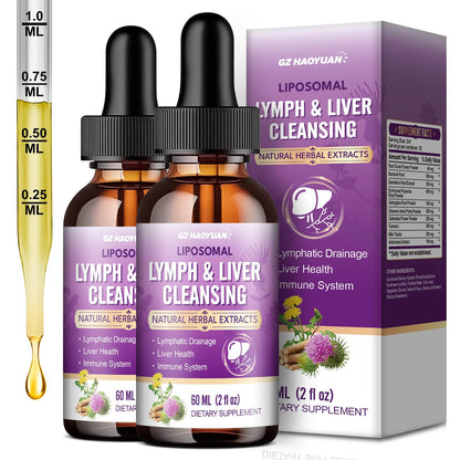 Lymphatic Drainage & Liver Cleanse Drops – Liposomal Milk Thistle, Echinacea, Artichoke, Dandelion, Turmeric (Lymph-Liver) 4 Fl Oz