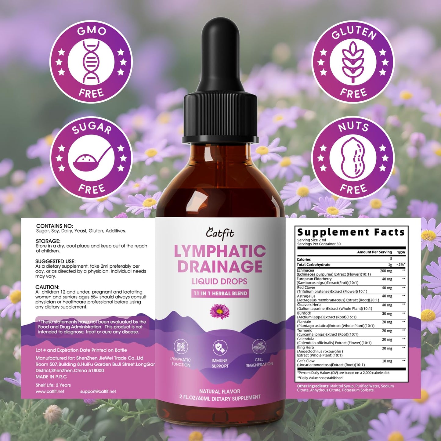 Lymphatic Drainage Drops Supplement - Immune Support, Detox, Liver Health (2 Oz) | Vegan & Non-GMO