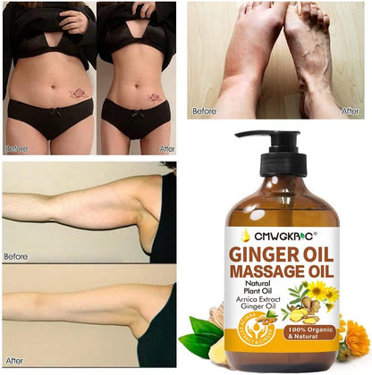 Ginger Massage Oil for Lymphatic Drainage | Natural Body Oil | Arnica & Sore Muscle Relief