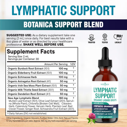 Organic Lymphatic Drainage Drops – All-in-1 Herbal Lymphatic Health (4 oz)