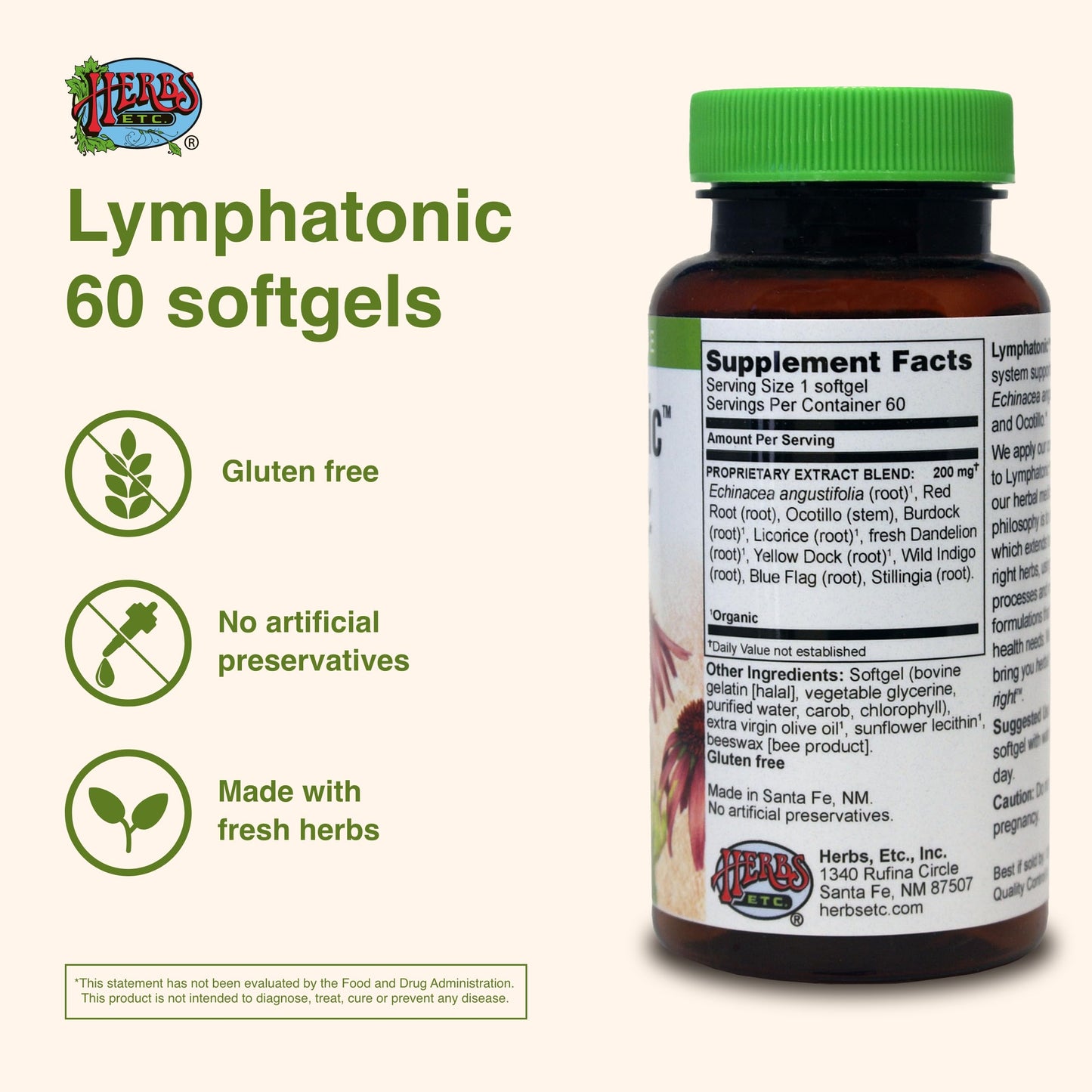 Herbs ETC. Lymphatonic Sg, 60 CT | Lymphatic Support Herbal Supplement