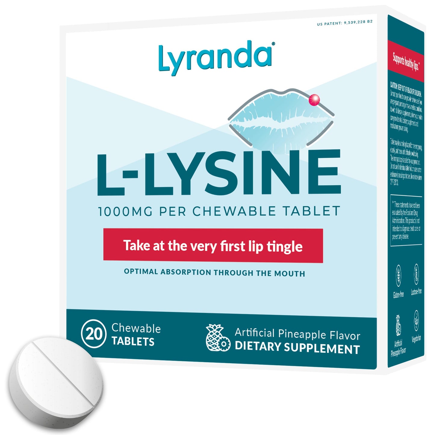 Lyranda® Lysine Cold Sore Treatment - Chewable L-Lysine Tablets, Faster Absorption