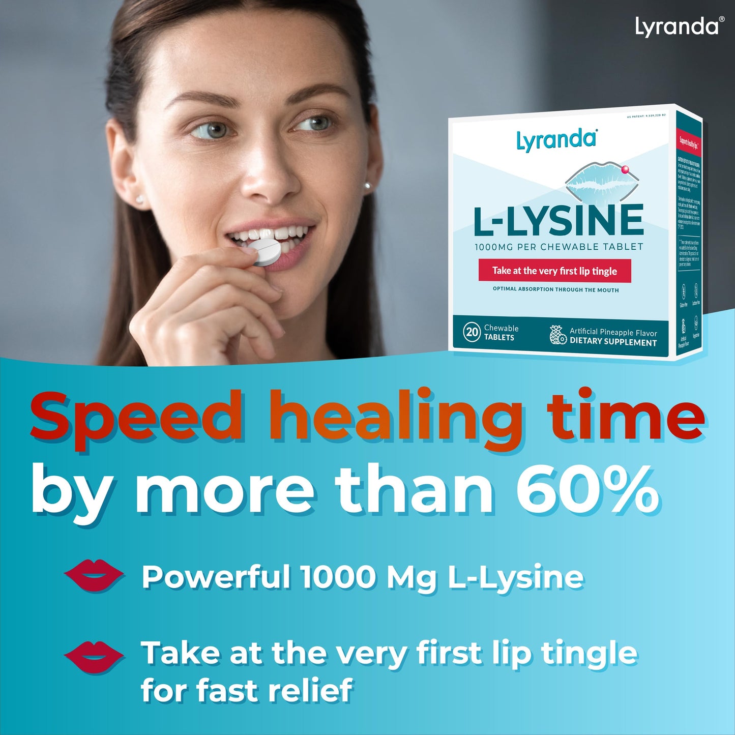 Lyranda® Lysine Cold Sore Treatment - Chewable L-Lysine Tablets, Faster Absorption