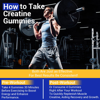 Lysimi Creatine Monohydrate Gummies – 8g per Serving, Blueberry, 120 Count